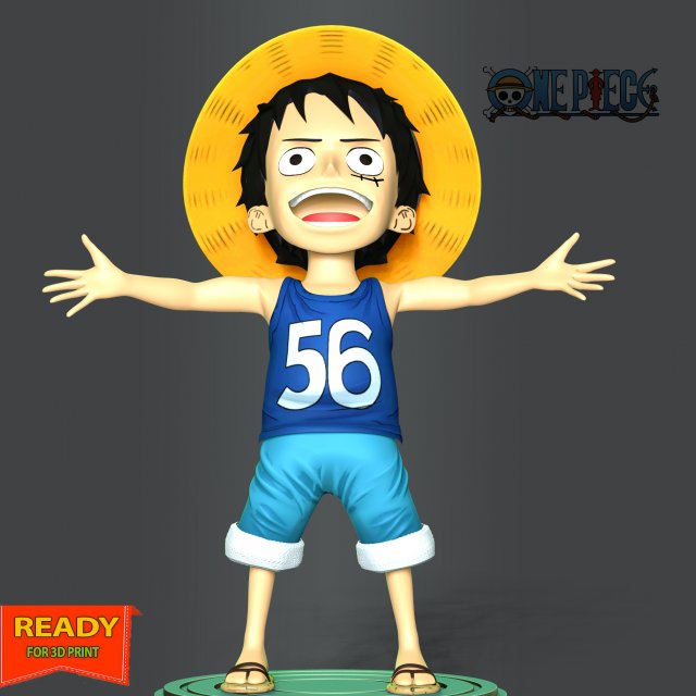 Kid Luffy - One Piece 3D 打印模型 .c4d .max .obj .3ds .fbx .stl .blend 