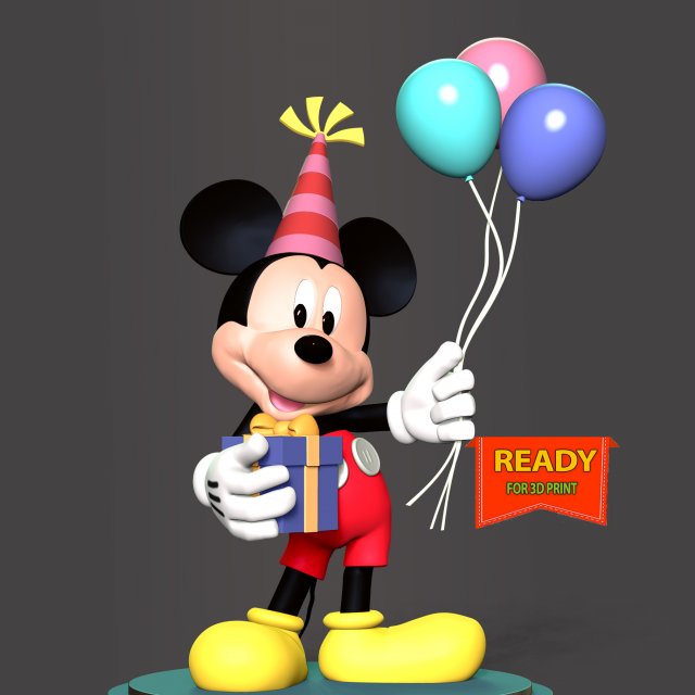 Mickey - Party 3D प्रिंट मॉडल .c4d .max .obj .3ds .fbx .stl .blend 