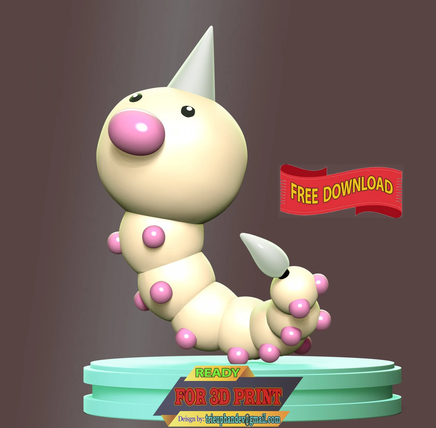 Weedle - Pokemon Go 3D Print Model .c4d .max .obj .3ds .fbx .stl .blend