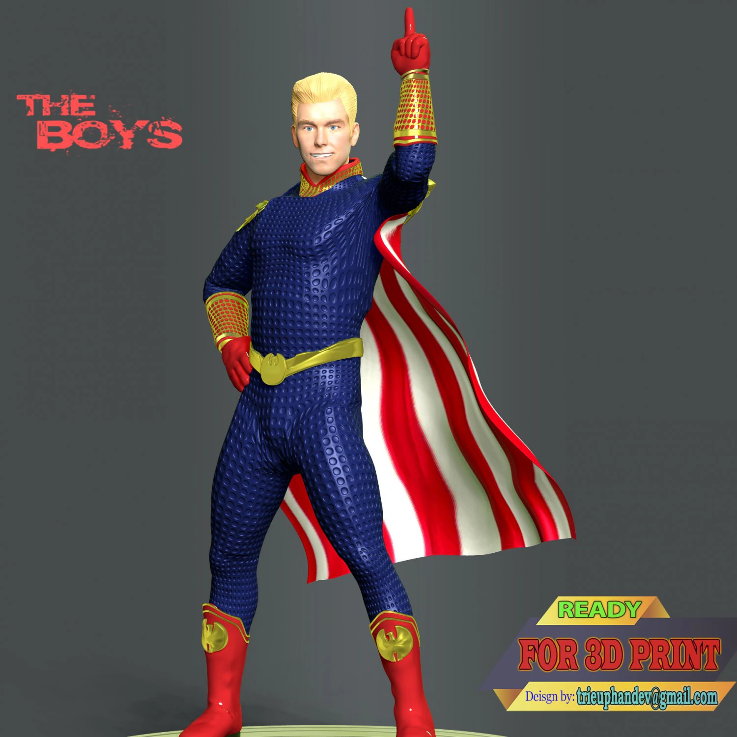 Homelander - The Boys 3D Print Model .c4d .max .obj .3ds .fbx .stl .blend