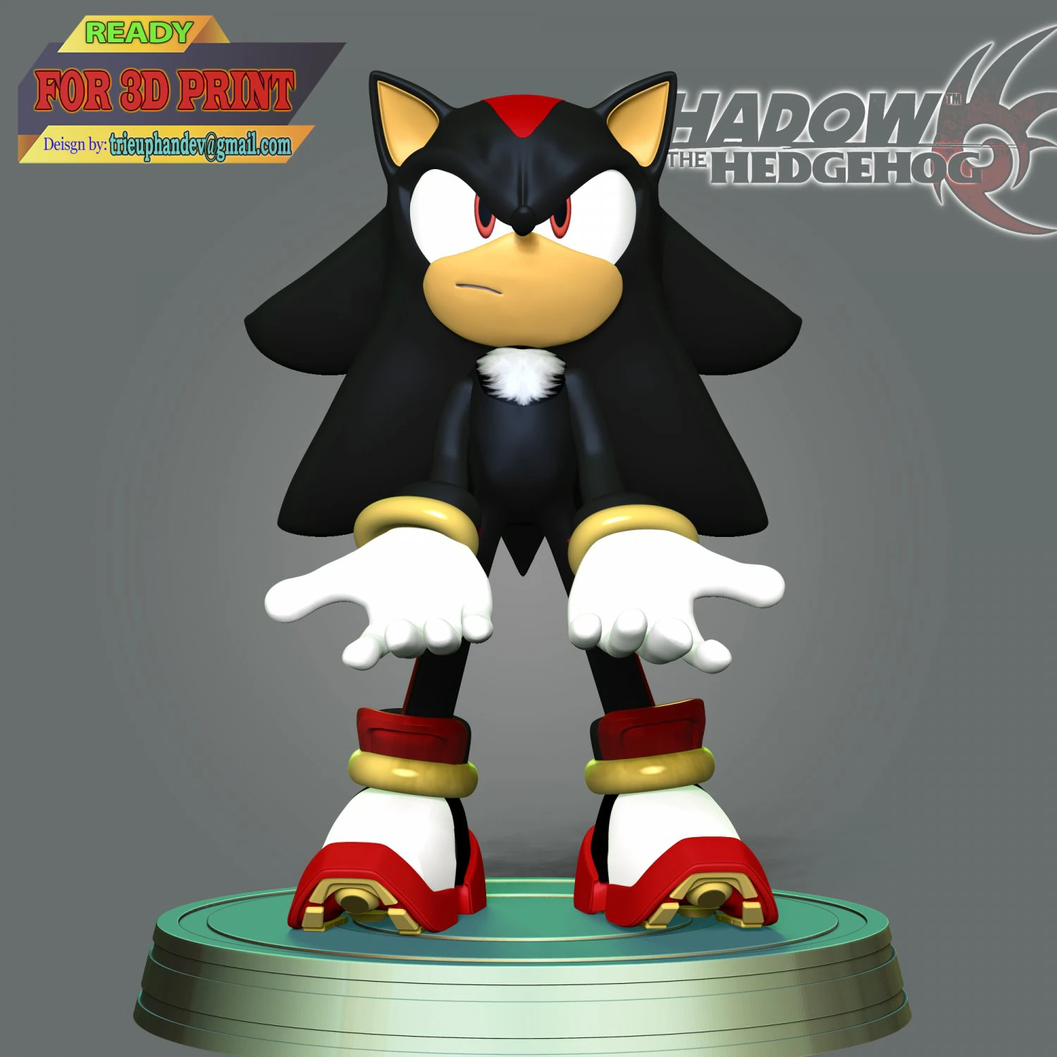 Shadow The Hedgehog 3D Print Model .c4d .max .obj .3ds .fbx .stl .blend 