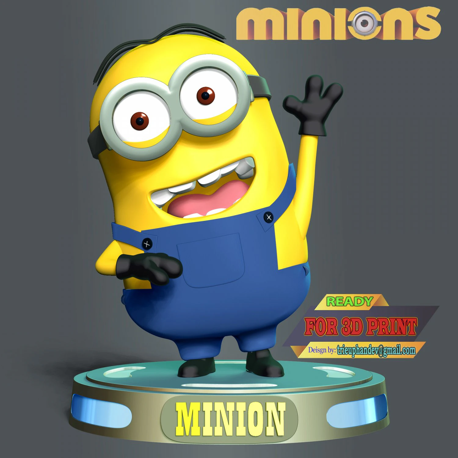 Dave The Minion 3D Print Model .c4d .max .obj .3ds .fbx .stl .blend 