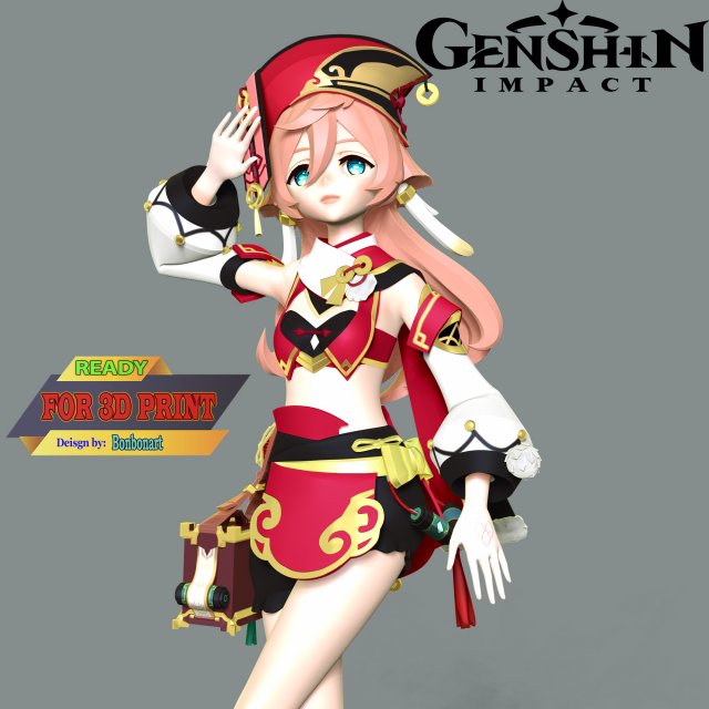 Yanfei - Genshin Impact Modello di stampa 3D .c4d .max .obj .3ds .fbx .stl .blend 