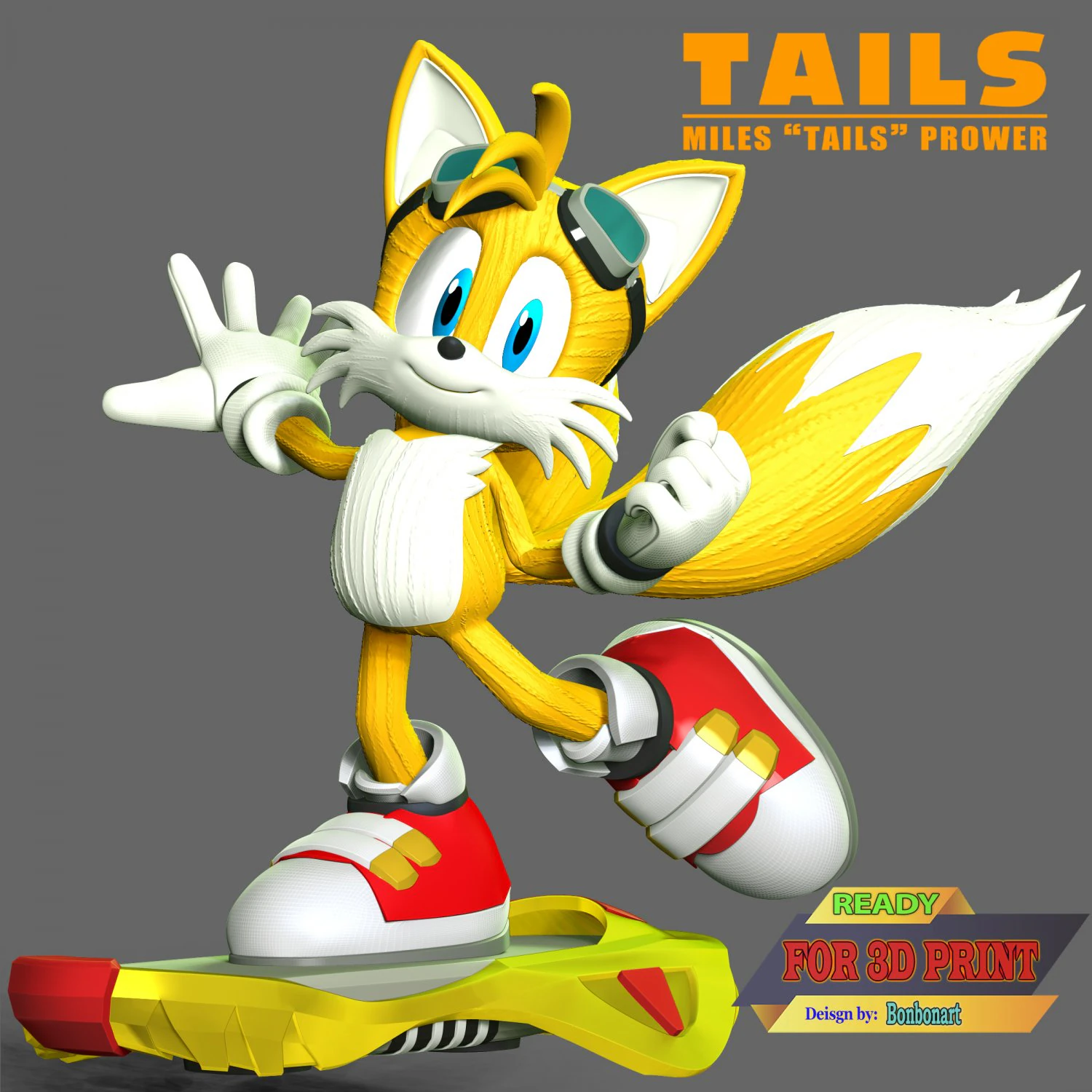 Miles Tails Prower Riders 3D Print Model .c4d .max .obj .3ds .fbx .stl .blend 