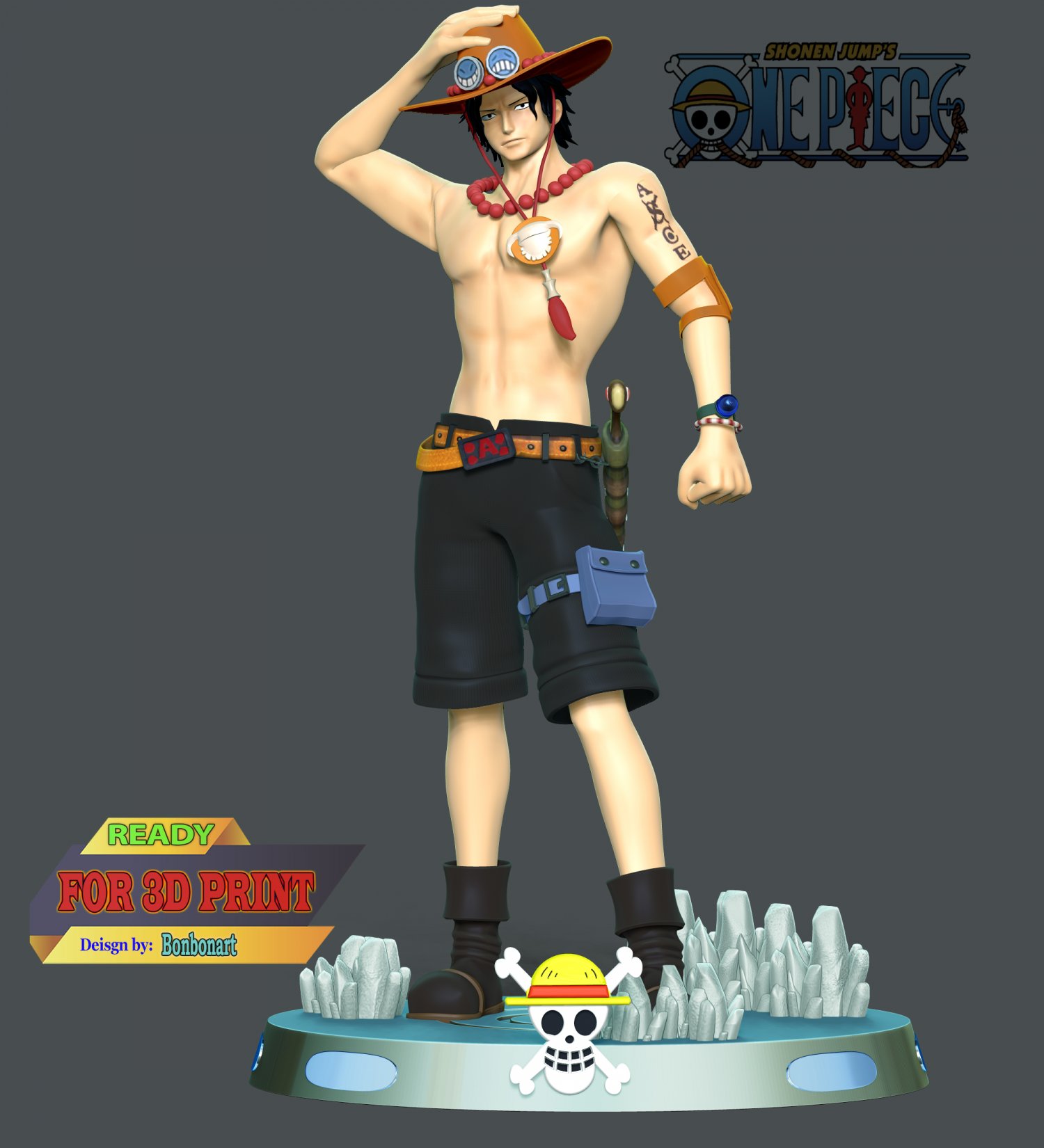 Ace - One Piece 3D Print Model in Figurines 3DExport