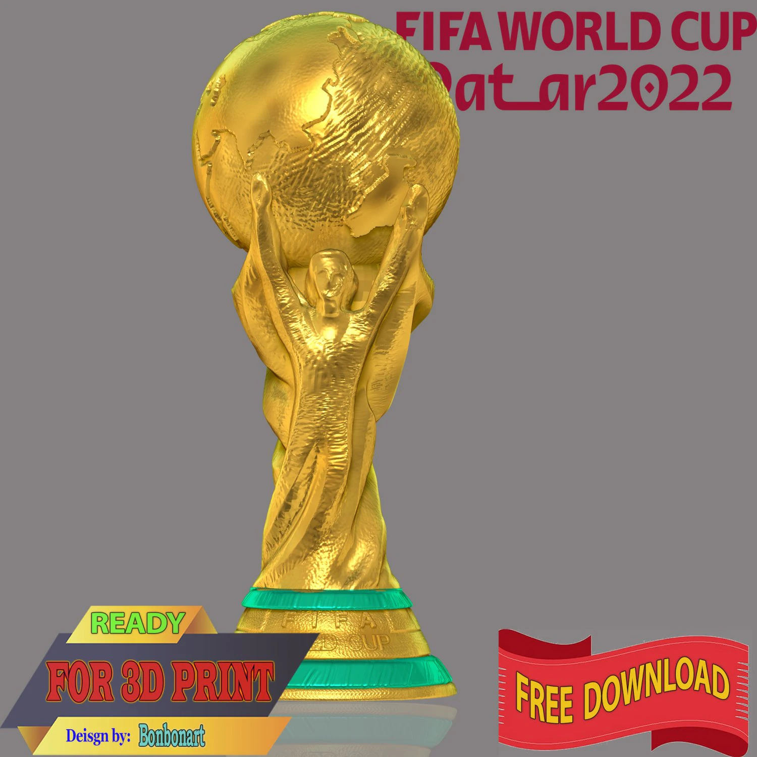 Trophy - FIFA World Cup 3D Print Model .c4d .max .obj .3ds .fbx .stl .blend