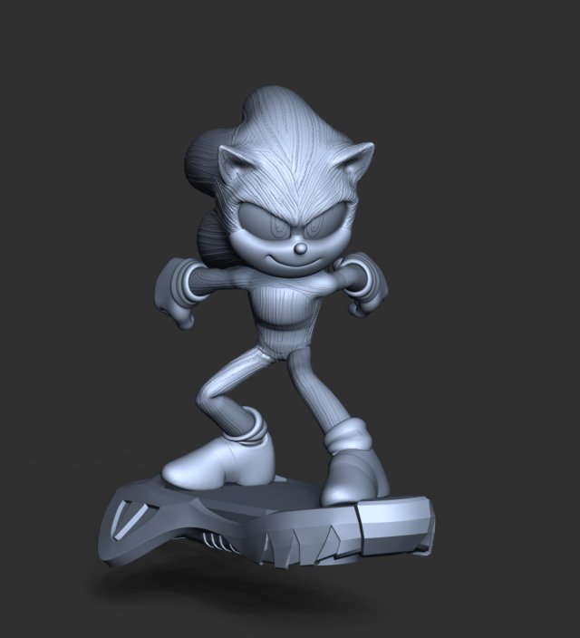 Sonic character Silver avec éclairage de voiture.