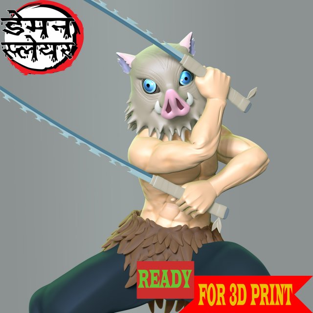 Inosuke Hashibira - Demon Slayer 3D-Druckmodell .c4d .max .obj .3ds .fbx .stl .blend 