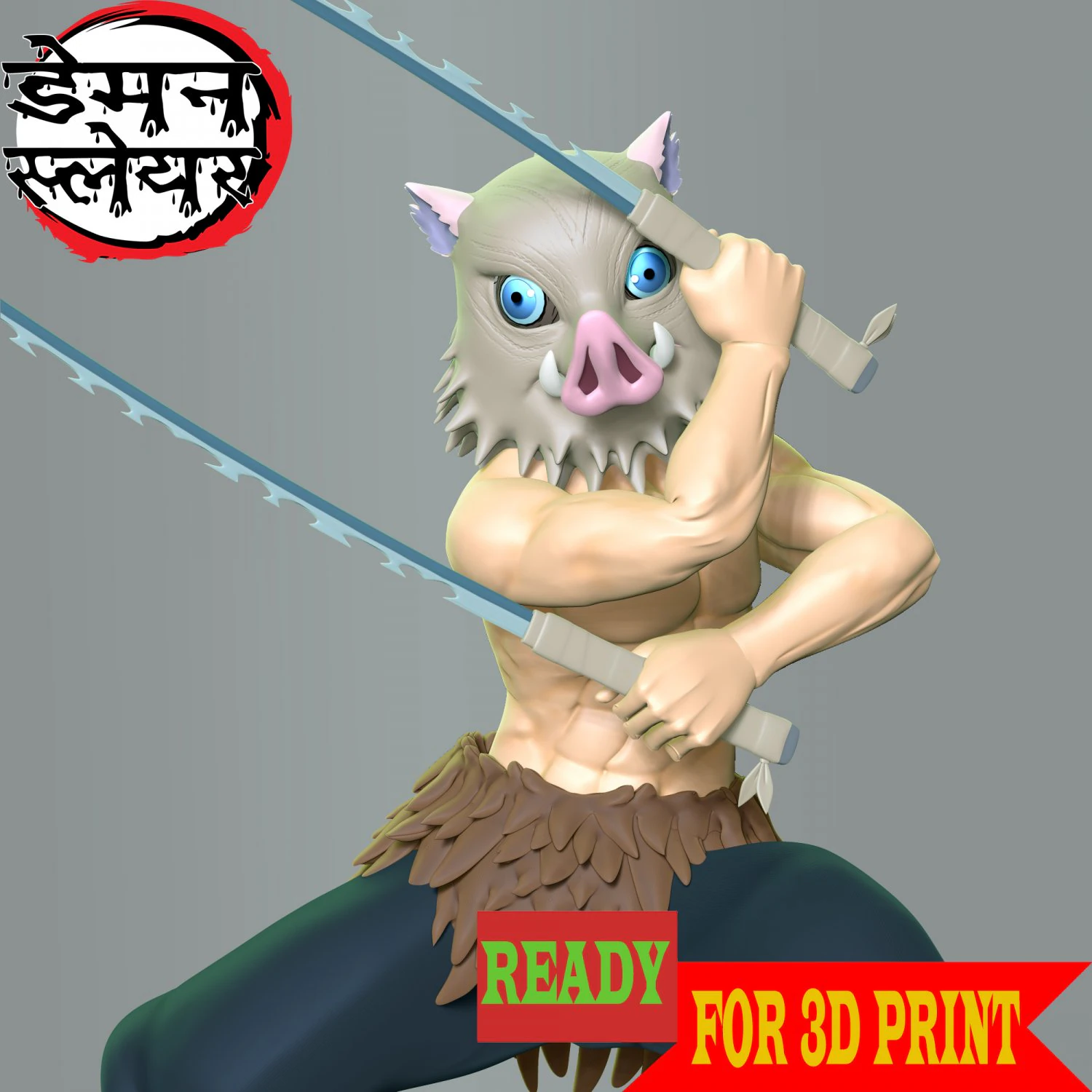 Inosuke Hashibira - Demon Slayer 3D Print Model .c4d .max .obj .3ds .fbx .stl .blend