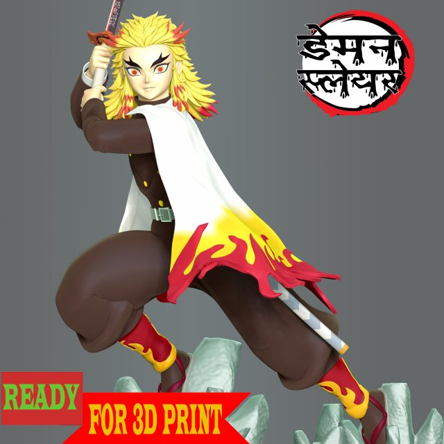 Kyojuro Rengoku - Demon Slayer 3D Принт Модель .c4d .max .obj .3ds .fbx .stl .blend 
