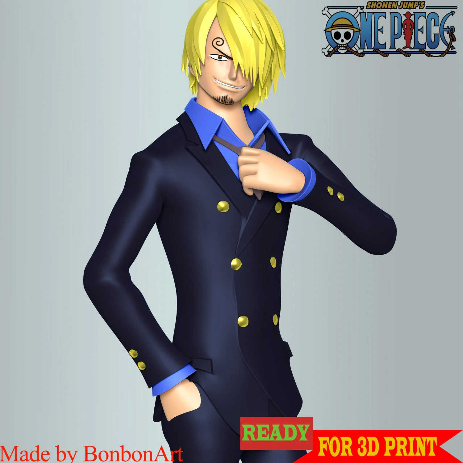 Sanji-One Piece Modello di stampa 3D .c4d .max .obj .3ds .fbx .stl .blend 