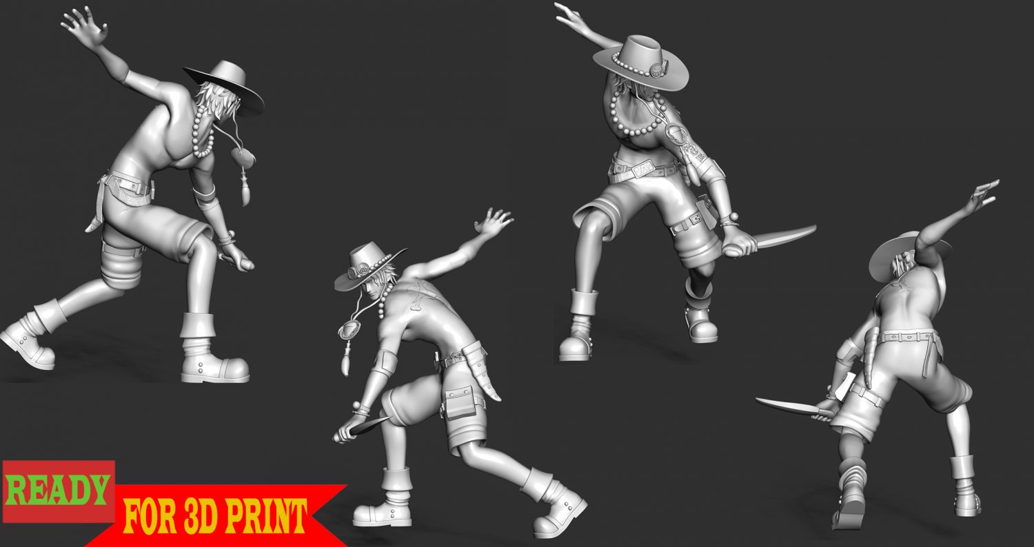 Ace - One Piece 3D Print Model in Figurines 3DExport