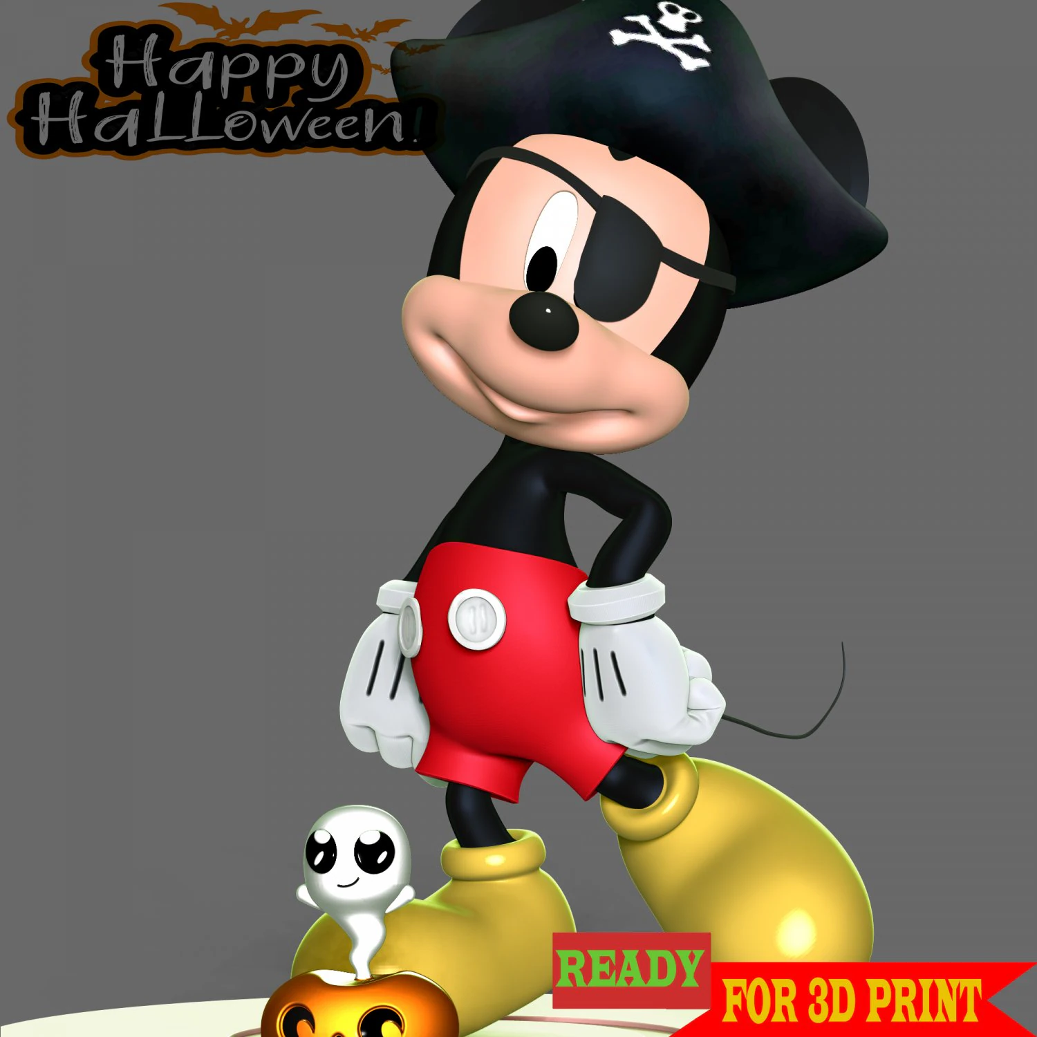 Mickey - Happy Halloween 3D Print Model .c4d .max .obj .3ds .fbx .stl .blend 