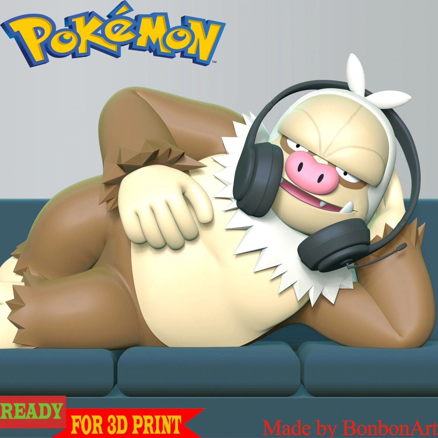 Slaking Pokemon - Headphone Holder 3D Print Model .c4d .max .obj .3ds .fbx .stl .blend