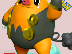 Pignite Pokemon - Pen-pencil Holder 3Dプリントモデル