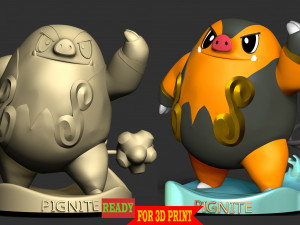 Pignite Pokemon - Pen-pencil Holder 3Dプリントモデル