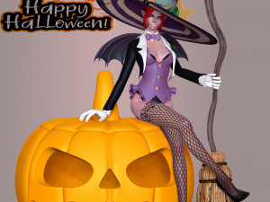 Witch With Halloween Modelo de Impressão 3D