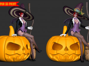 Witch With Halloween Modelo de Impressão 3D