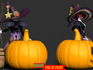 Witch With Halloween Modelo de Impressão 3D