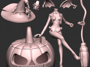 Witch With Halloween Modelo de Impressão 3D