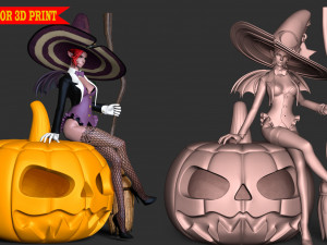 Witch With Halloween Modelo de Impressão 3D