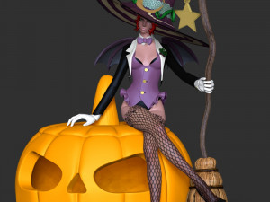 Witch With Halloween Modelo de Impressão 3D