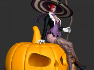Witch With Halloween Modelo de Impressão 3D
