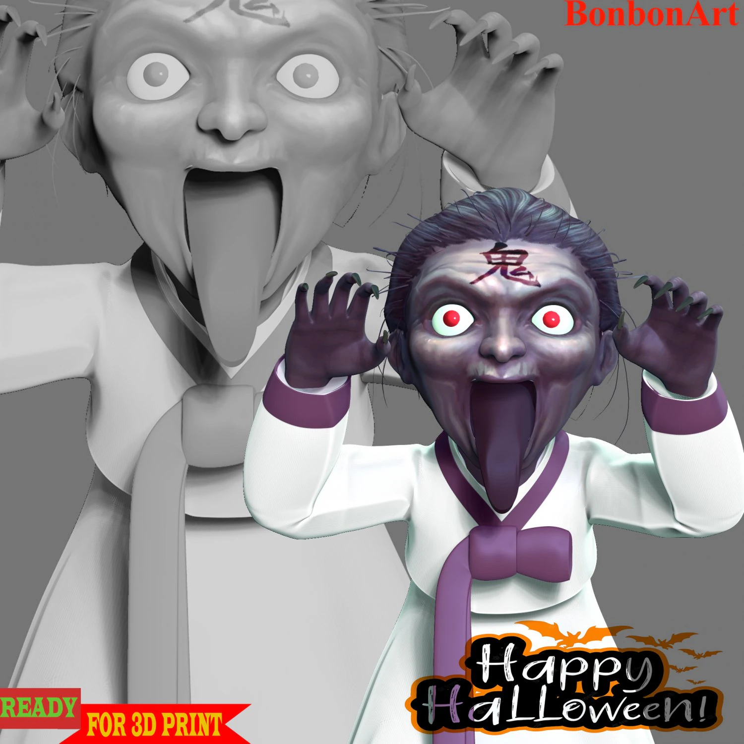 Ghost Grandmother - Halloween 3D Print Model .c4d .max .obj .3ds .fbx .stl .blend 