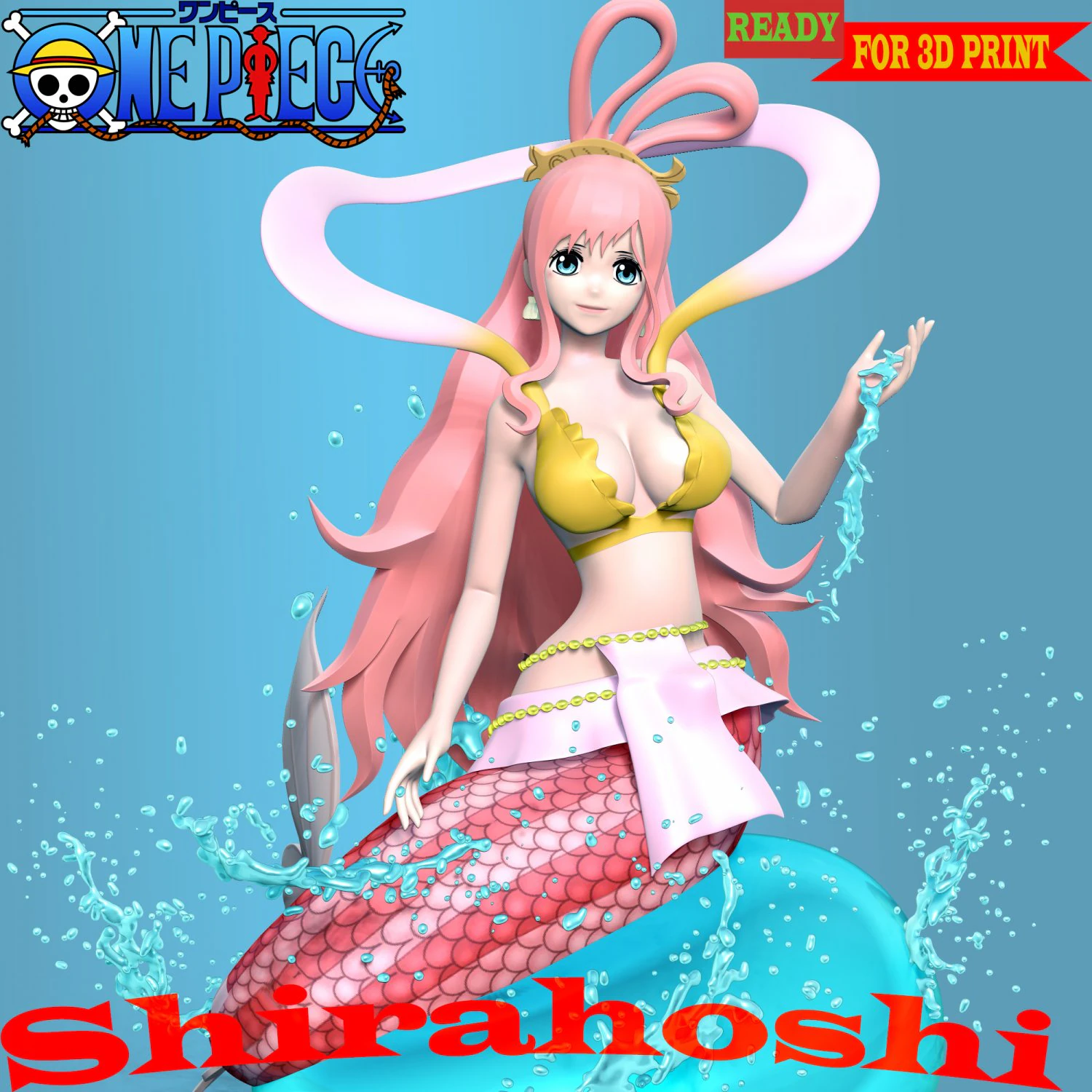 Shirahoshi - One Piece Battle Dance 3D Print Model .c4d .max .obj .3ds .fbx .stl .blend 