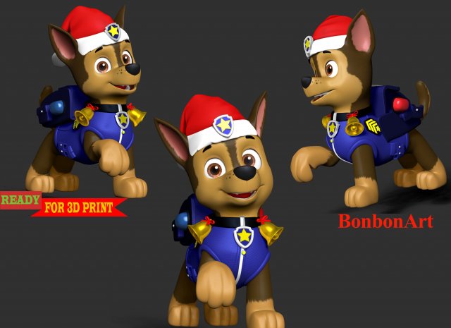 Chase Paw Patrol - Merry Christmas Modello di stampa 3D in Figurine 3DExport