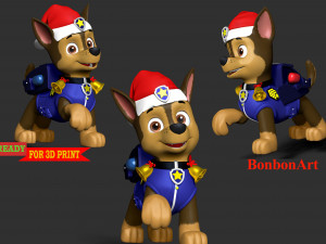 Chase Paw Patrol - Merry Christmas 3D Print Model