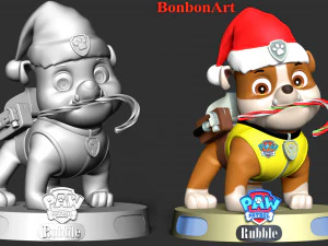 Rubble Paw Patrol - Merry Christmas 3D Print Model