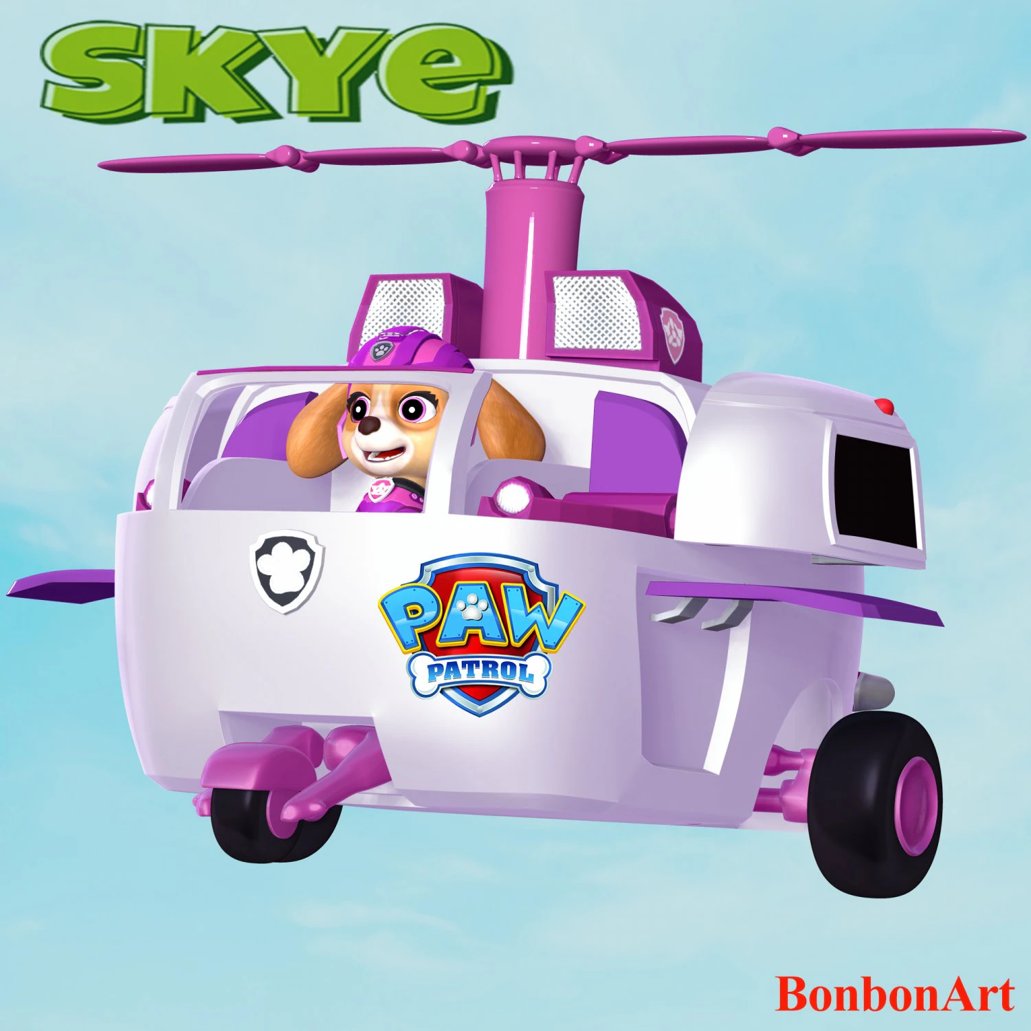 Skye Helicopter - Paw Patrol 3D Print Model .c4d .max .obj .3ds .fbx .stl .blend 