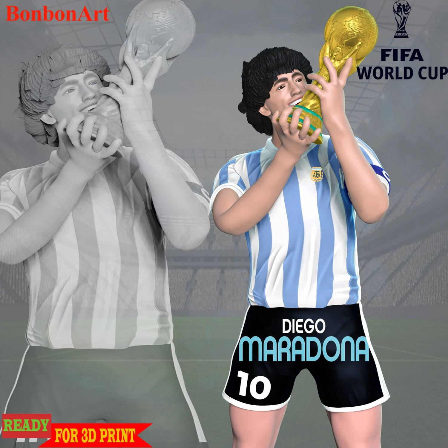 Diego Maradona 3D Print Model .c4d .max .obj .3ds .fbx .stl .blend 