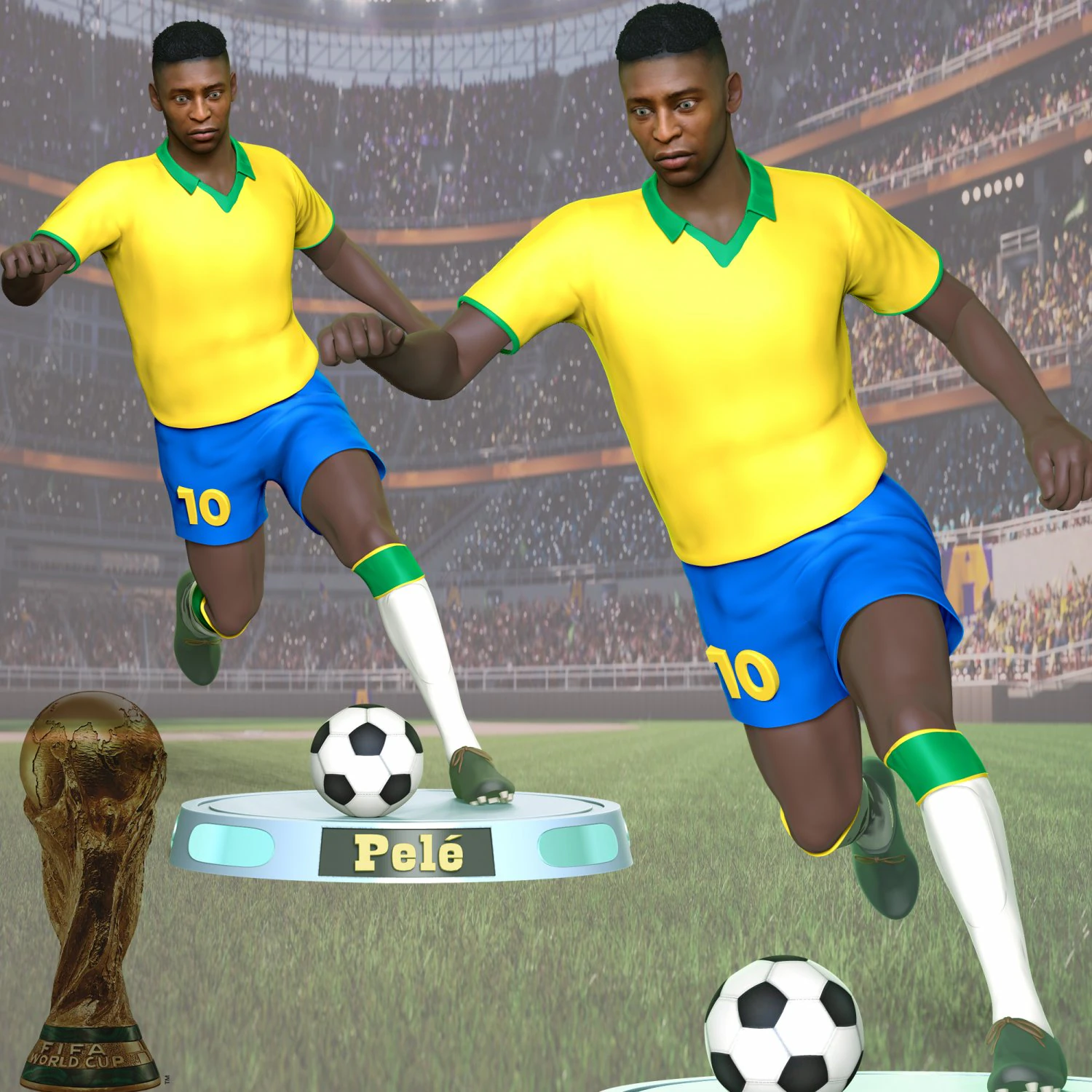 Pel - King of football 3D Print Model .c4d .max .obj .3ds .fbx .stl .blend 