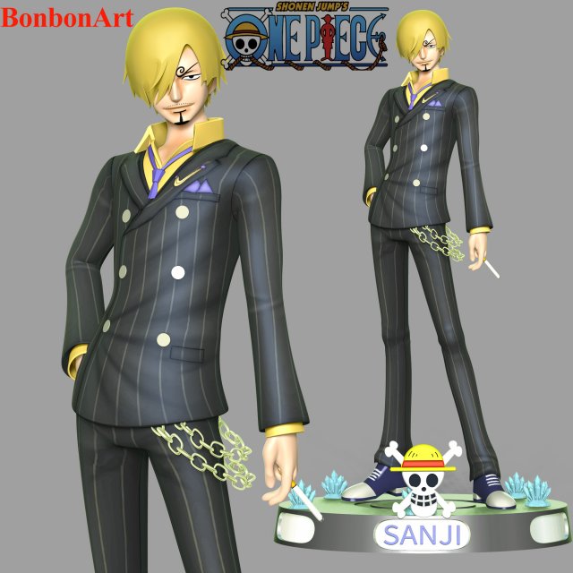 Vinsmoke Sanji - One Piece 3Dプリントモデル .c4d .max .obj .3ds .fbx .stl .blend 