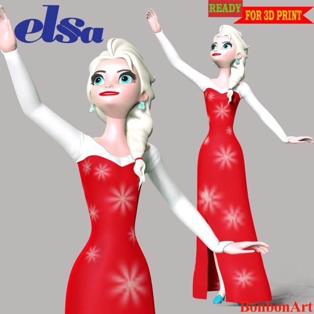 Elsa 3D Принт Модель .c4d .max .obj .3ds .fbx .stl .blend 
