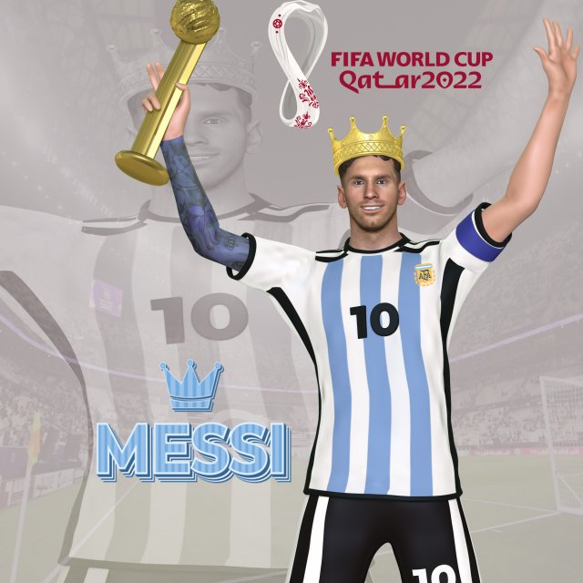 King Messi Model do druku 3D .c4d .max .obj .3ds .fbx .stl .blend 