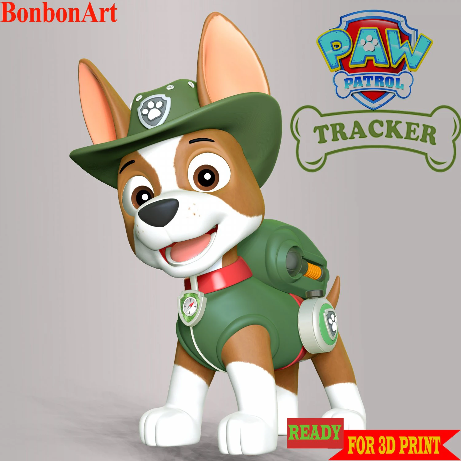 Tracker PAW Patrol 3D Print Model .c4d .max .obj .3ds .fbx .stl .blend 