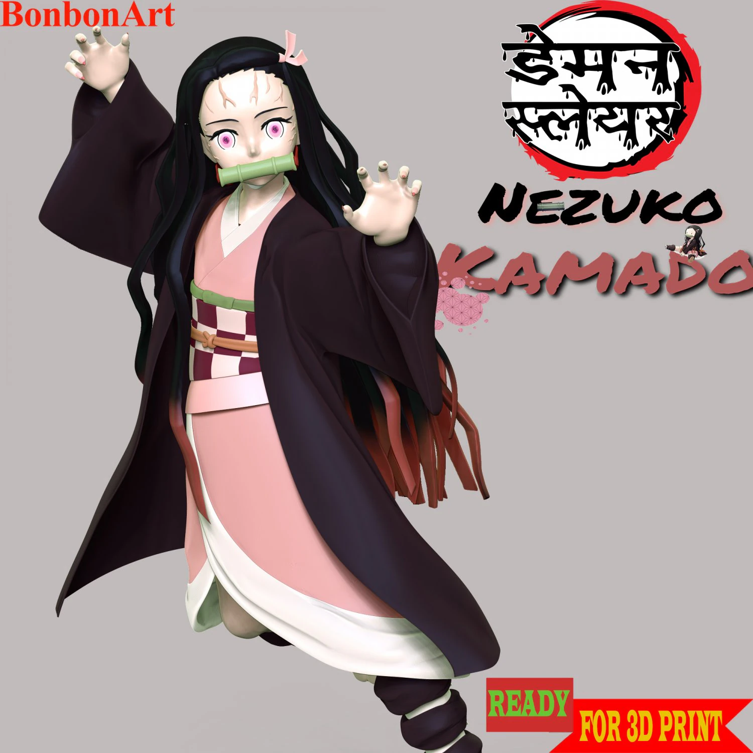 Nezuko - Demon Slayer Hinokami Chronicles 3D Print Model .c4d .max .obj .3ds .fbx .stl .blend 