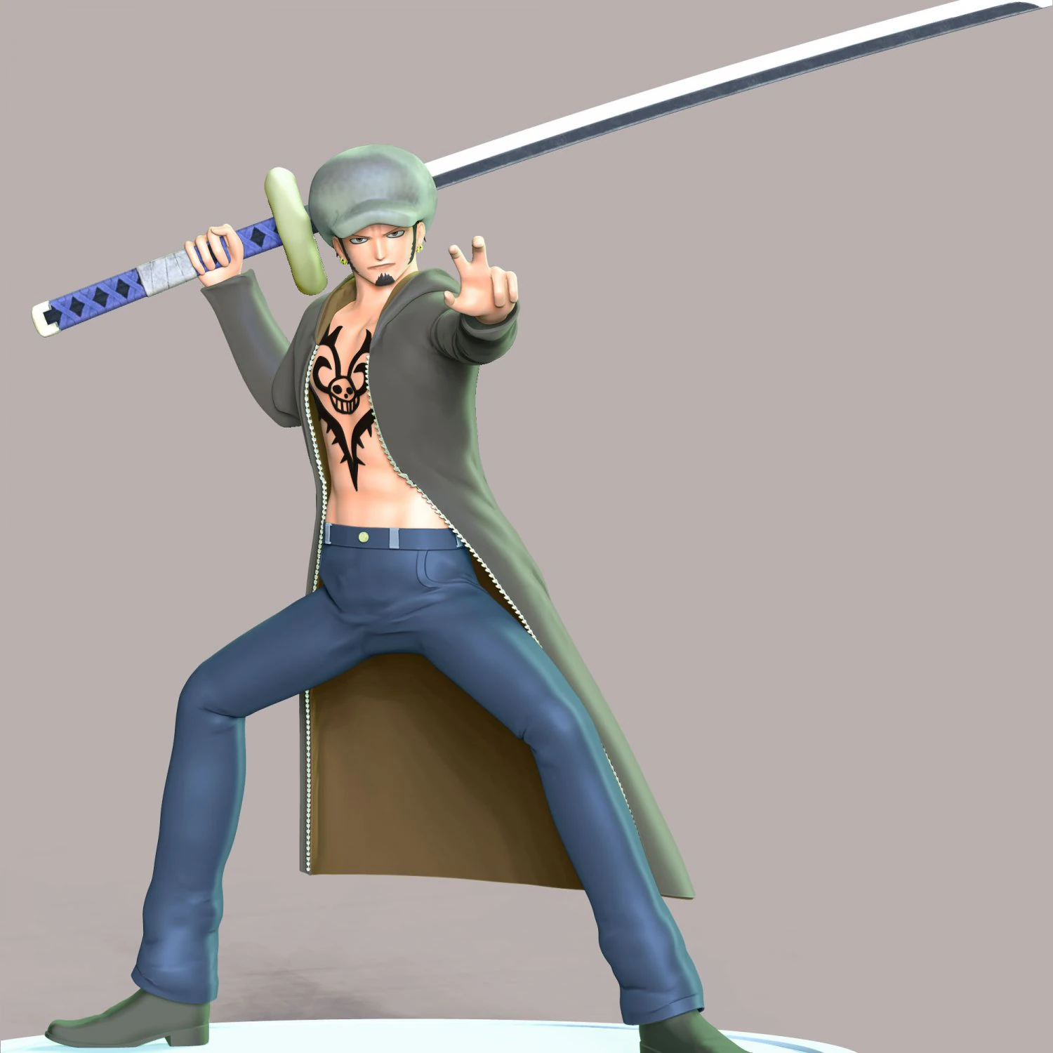 One Piece - Trafalgar Law 3D Print Model .c4d .max .obj .3ds .fbx .stl .blend 