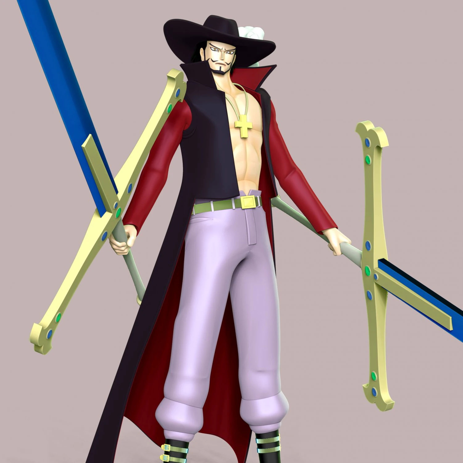 One Piece - Dracule Mihawk 3D Print Model .c4d .max .obj .3ds .fbx .stl .blend 