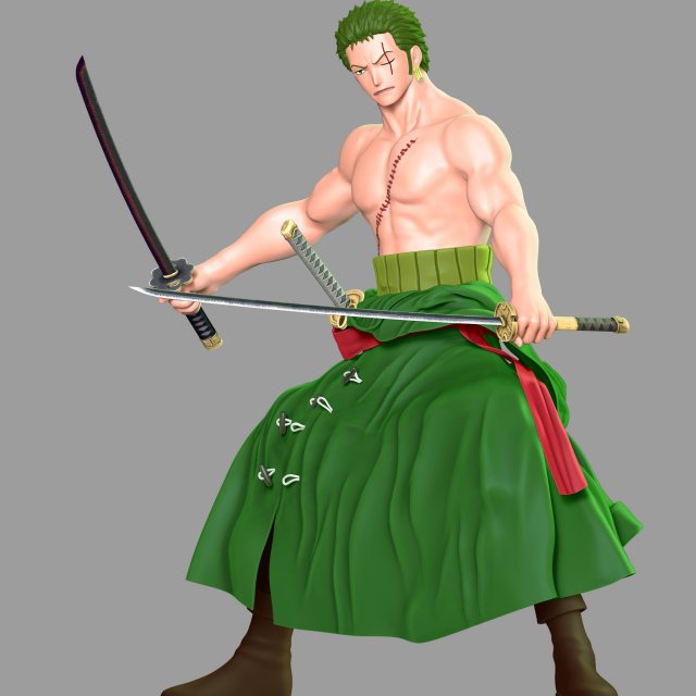 Roronoa Zoro Fanart 3D-printmodel .c4d .max .obj .3ds .fbx .stl .blend 