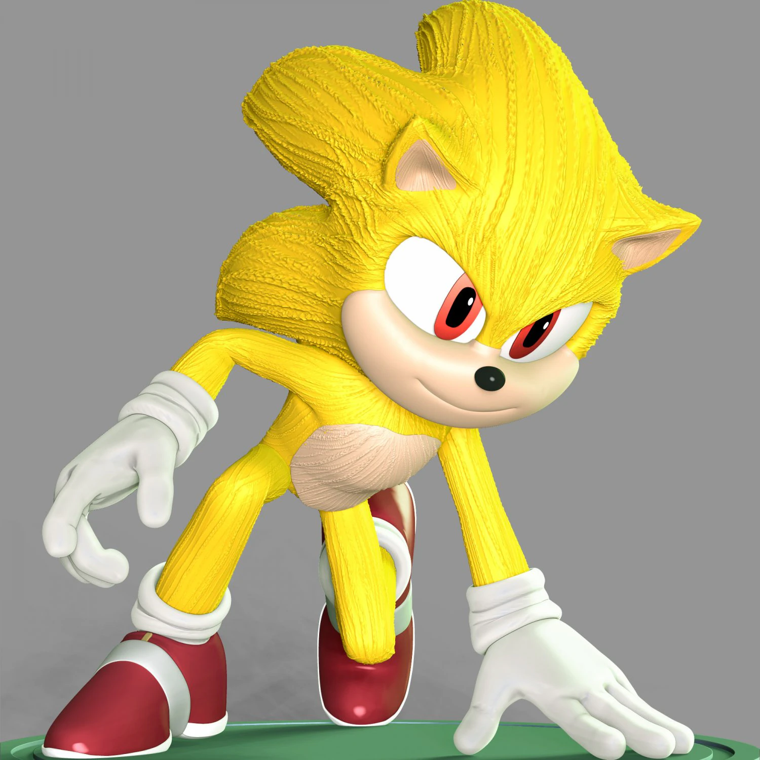 Super Sonic Fanart 3D Print Model .c4d .max .obj .3ds .fbx .stl .blend 