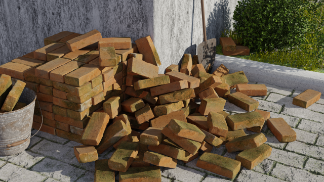 Photoscanned BrickRedMoss Collection 3D Model .c4d .max .obj .3ds .fbx .stl .blend 