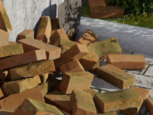 Photoscanned BrickRedMoss Collection 3D Model