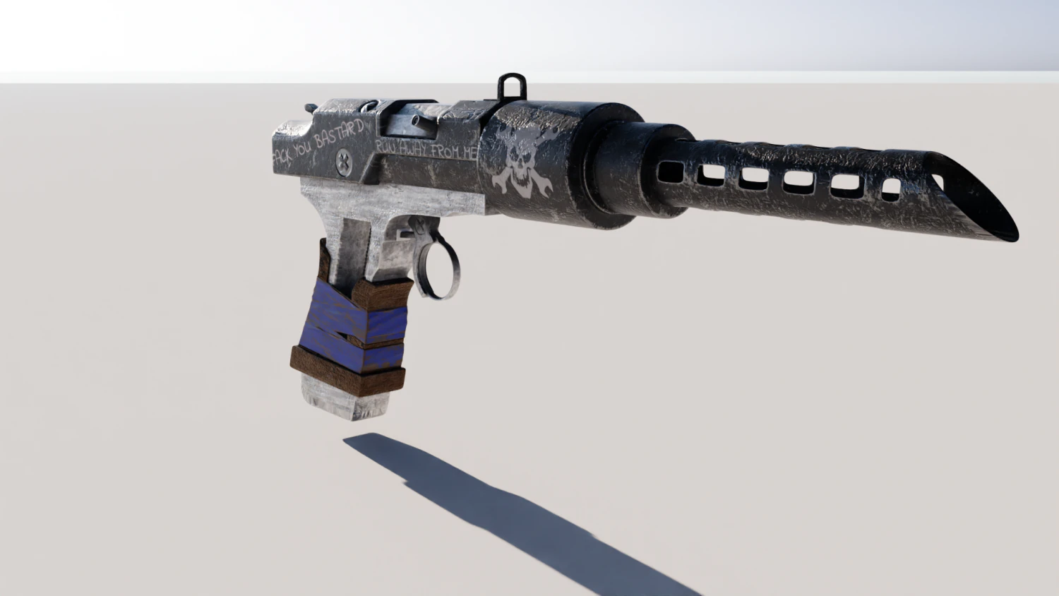 Post-apocalyptic pistol 3D Model .c4d .max .obj .3ds .fbx .stl .blend 