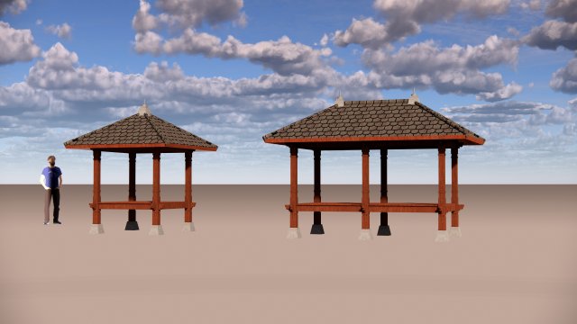 Berugak-gazebo 3D Model .c4d .max .obj .3ds .fbx .stl .blend 