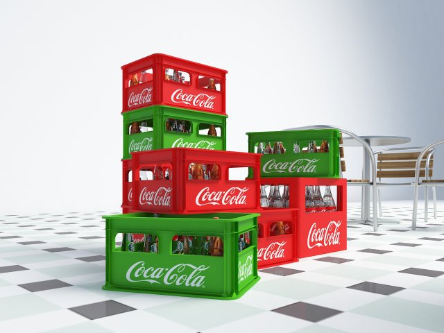 Soda storage box Cola storage basket Storage box Stainless steel table and chair 3D Model .c4d .max .obj .3ds .fbx .stl .blend