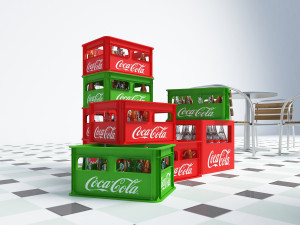 Soda storage box Cola storage basket Storage box Stainless steel table and chair 3D 模型